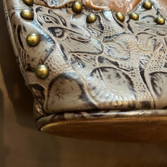 NWOT Charm & Luck Equestrian Style Brown Leather Brass Studded Purse Handbag - Picture 10 of 14